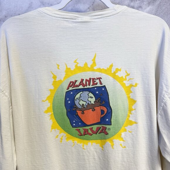 Vintage Planet Java T Shirt Mens XL 23x28 White Long Sleeve Y2K - Picture 1 of 15